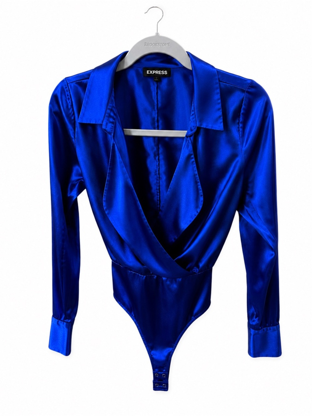 Express Satin Wrap Bodysuit set in Royal Blue